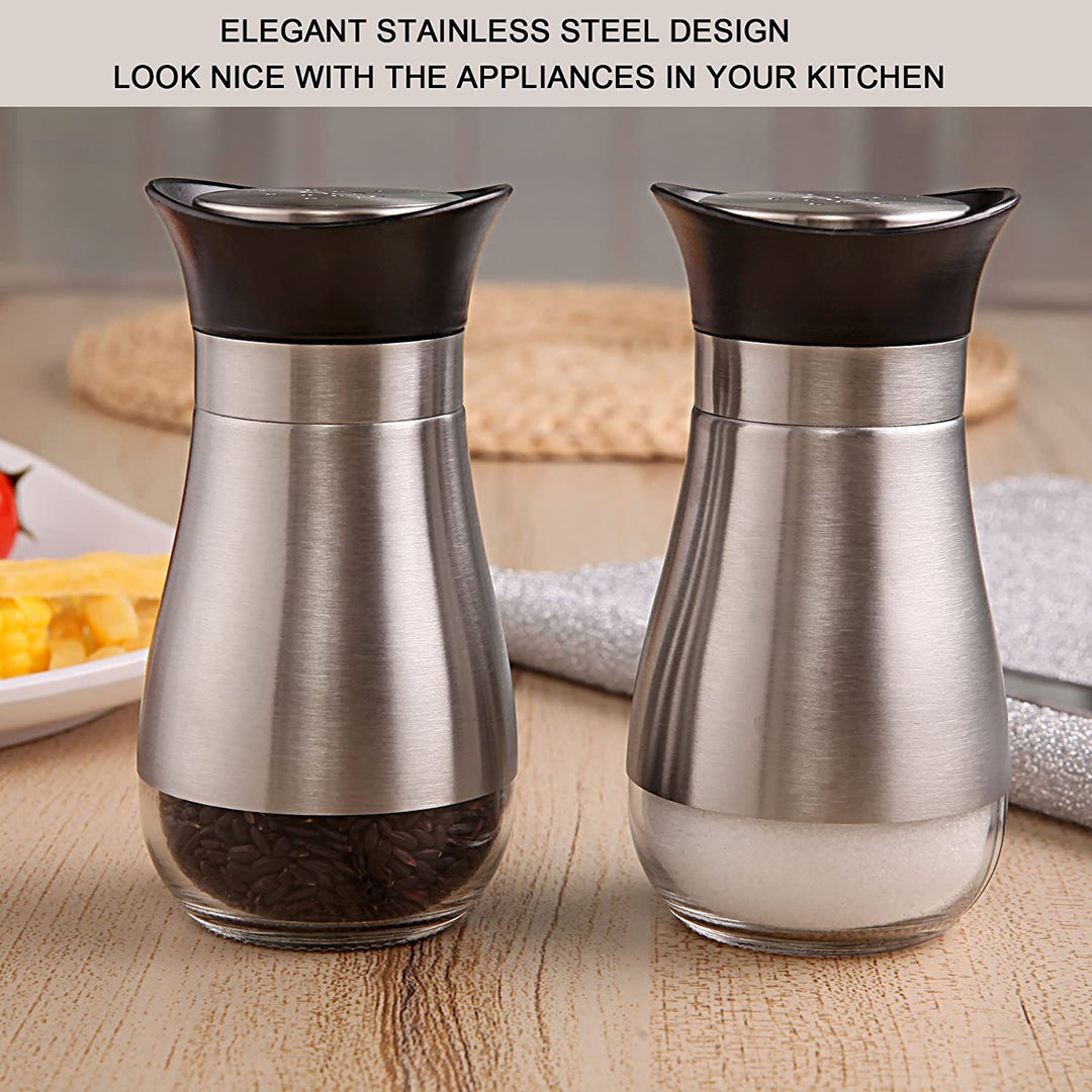 Stainless Steel Glass Lids Salt and Pepper (2Pcs) | Home Décor | Waseeh Pakistan