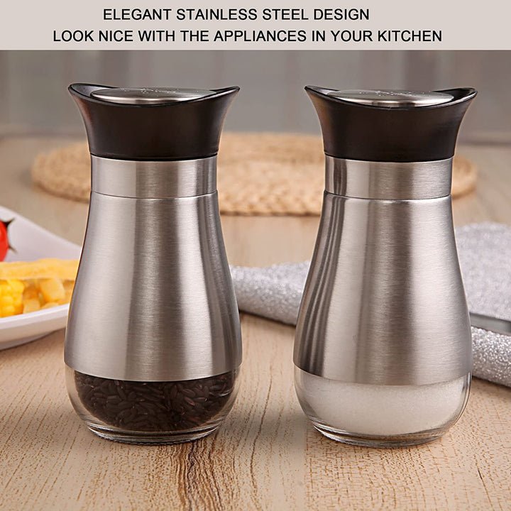 Stainless Steel Glass Lids Salt and Pepper (2Pcs) | Home Décor | Waseeh Pakistan