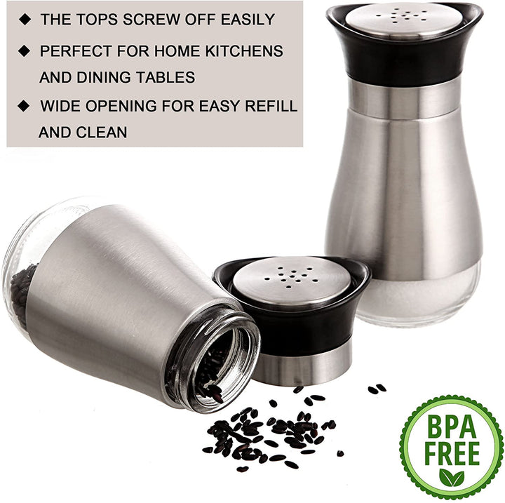 Stainless Steel Glass Lids Salt and Pepper (2Pcs) | Home Décor | Waseeh Pakistan