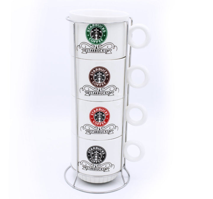 Starbucks coffee Cup Tower - 4 Pcs | kitchen item | Waseeh Pakistan