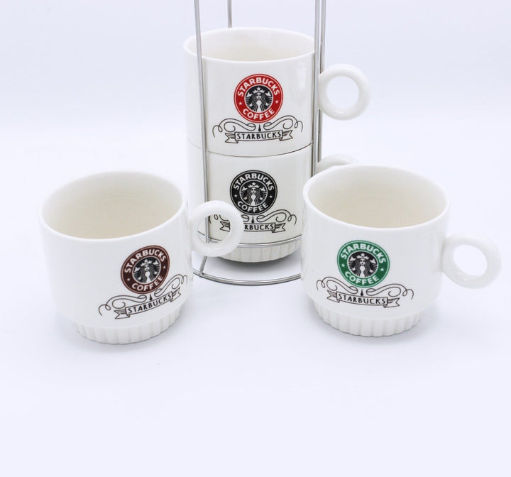 Starbucks coffee Cup Tower - 4 Pcs | kitchen item | Waseeh Pakistan