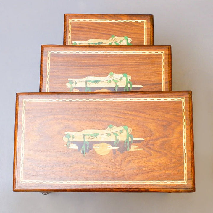 Sunset Art Living Lounge Drawing Room Nakshi Tables (Set of 3) | Furniture | Waseeh Pakistan