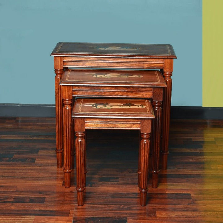 Sunset Art Living Lounge Drawing Room Nakshi Tables (Set of 3) | Furniture | Waseeh Pakistan