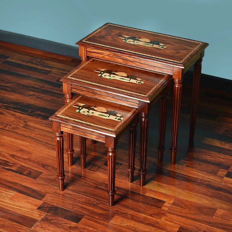 Sunset Art Living Lounge Drawing Room Nakshi Tables (Set of 3) | Furniture | Waseeh Pakistan