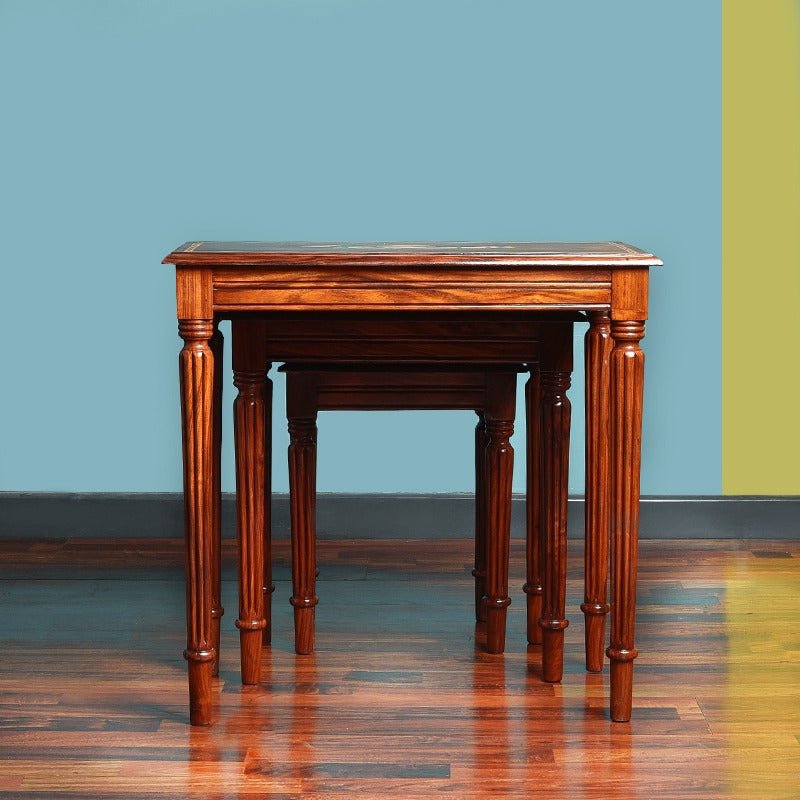 Sunset Art Living Lounge Drawing Room Nakshi Tables (Set of 3) | Furniture | Waseeh Pakistan