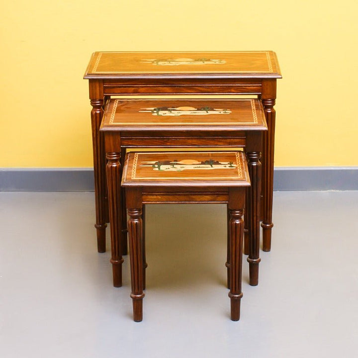 Sunset Art Living Lounge Drawing Room Nakshi Tables (Set of 3) | Furniture | Waseeh Pakistan