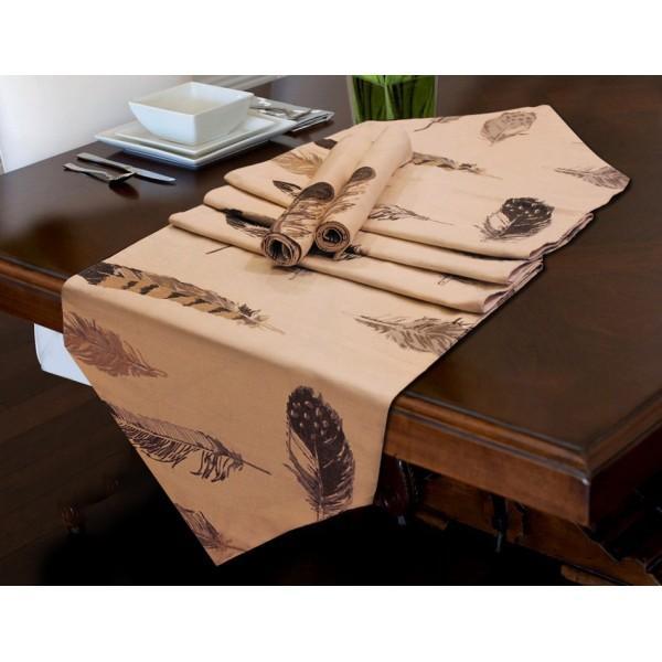 TABLE RUNNER 7 PCs SET - Brown Leaves | Home Décor | Waseeh Pakistan
