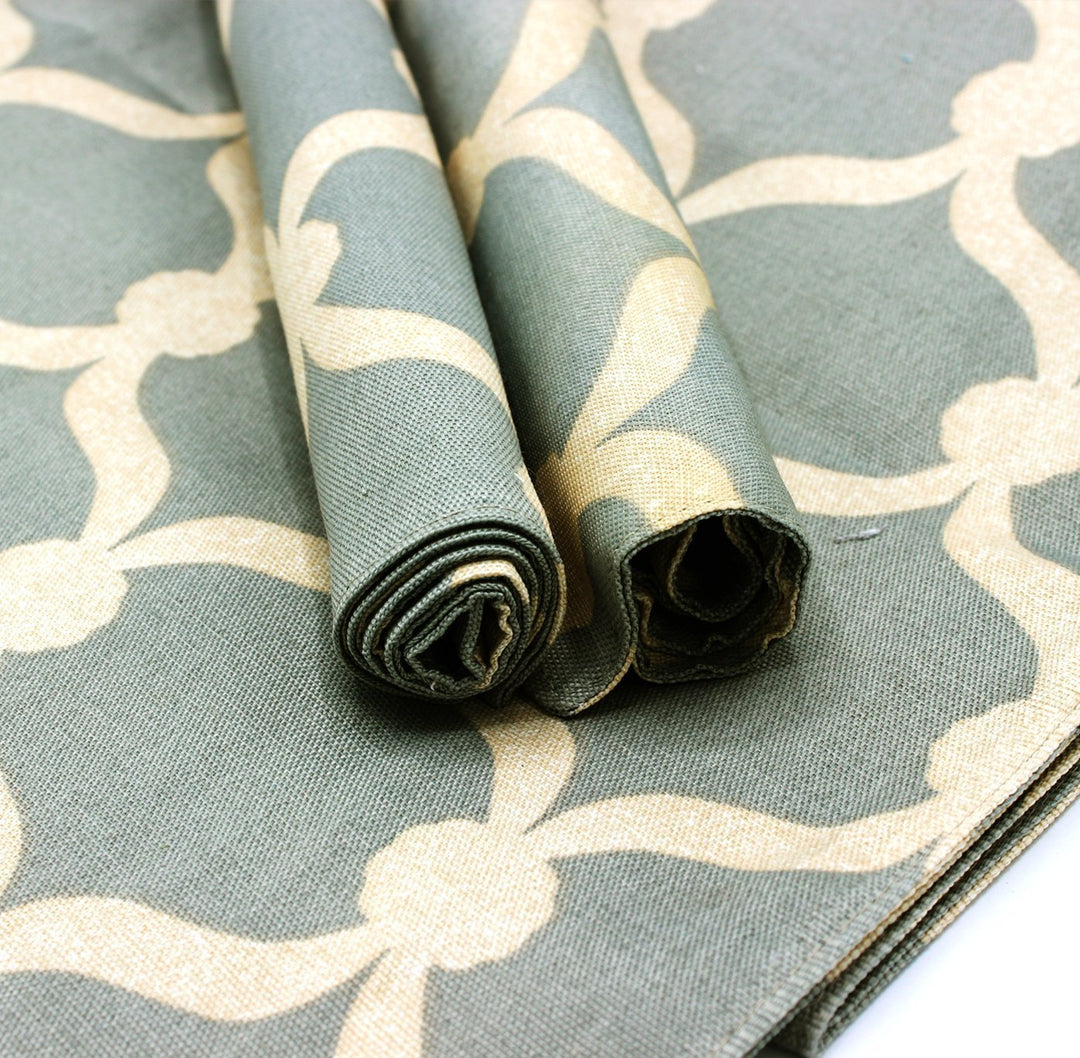 TABLE RUNNER 7 PCs SET - Gray Geometric | Home Décor | Waseeh Pakistan