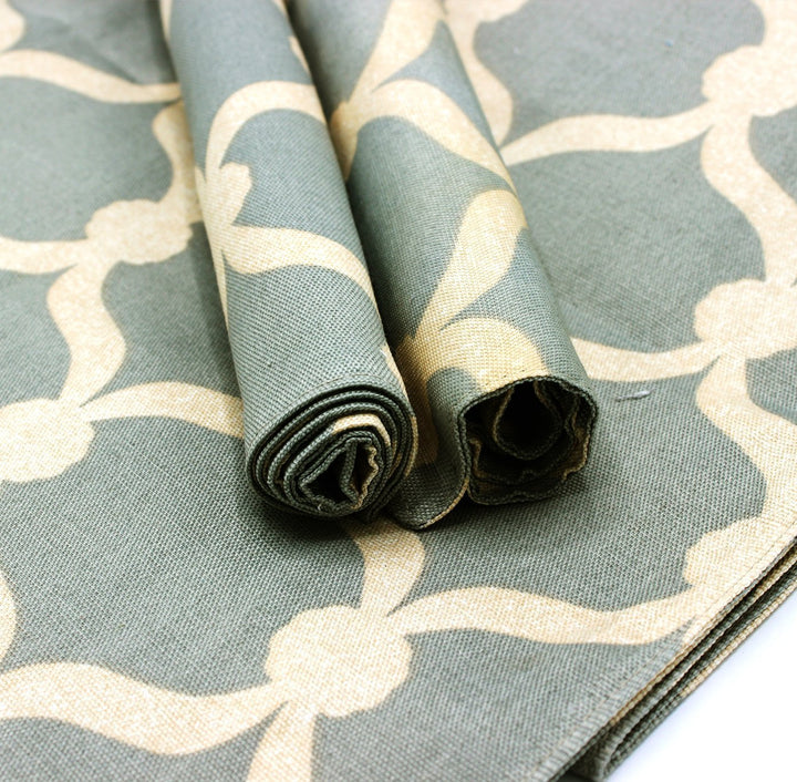 TABLE RUNNER 7 PCs SET - Gray Geometric | Home Décor | Waseeh Pakistan