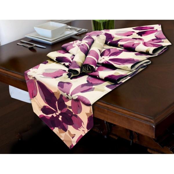 TABLE RUNNER 7 PCs SET - Purple Flower | Home Décor | Waseeh Pakistan