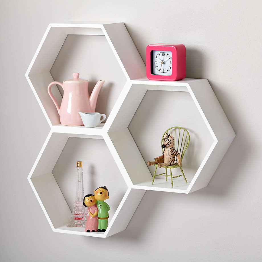 Techi Hexagonal Lounge Living Drawing Room Floating Shelve Decor | Furniture | Waseeh Pakistan