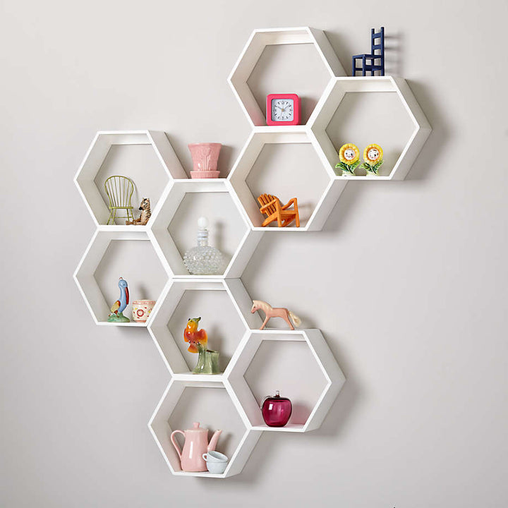 Techi Hexagonal Lounge Living Drawing Room Floating Shelve Decor | Furniture | Waseeh Pakistan