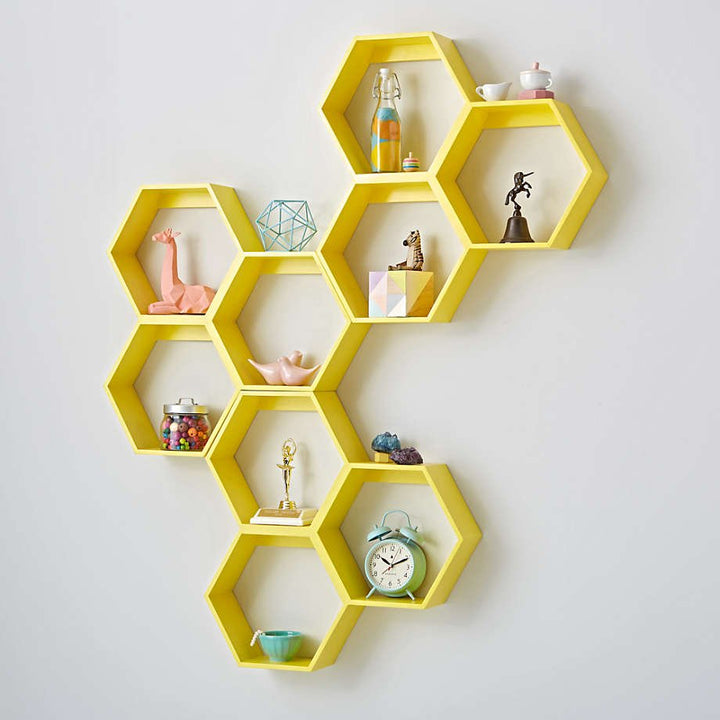 Techi Hexagonal Lounge Living Drawing Room Floating Shelve Decor | Furniture | Waseeh Pakistan