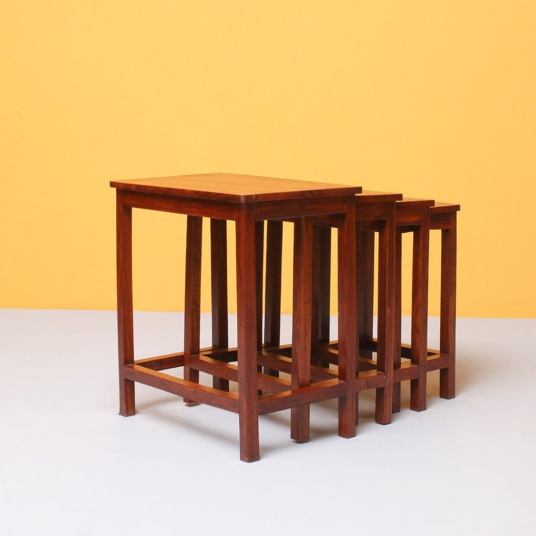 Tetrad Nakshi Nesting Shisham Tables (Set of 4) | Furniture | Waseeh Pakistan