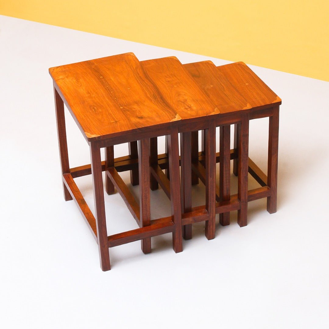 Tetrad Nakshi Nesting Shisham Tables (Set of 4) | Furniture | Waseeh Pakistan