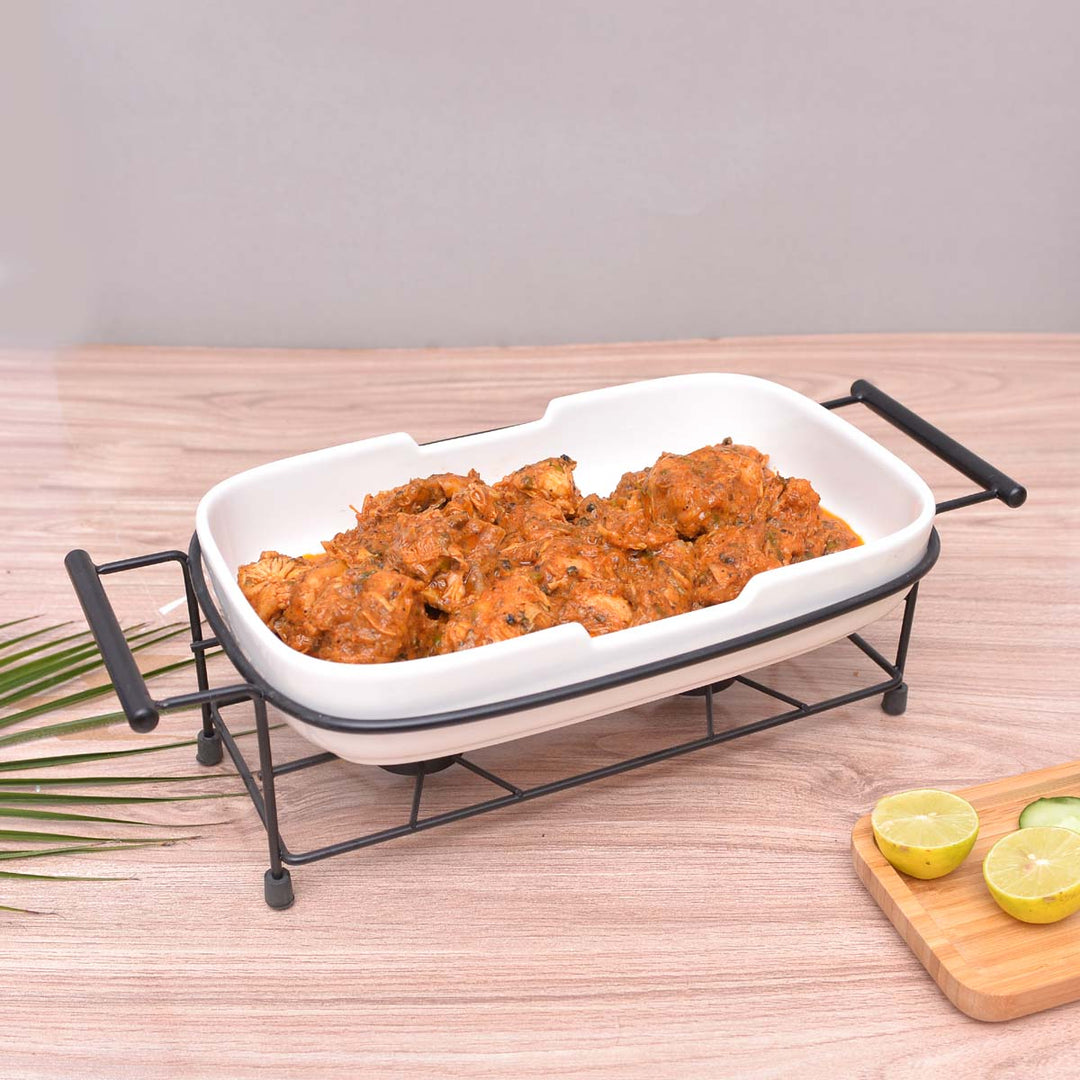 The Lavished Casserole Radiant Heated with Contrasted Black Stand | kitchen item | Waseeh Pakistan