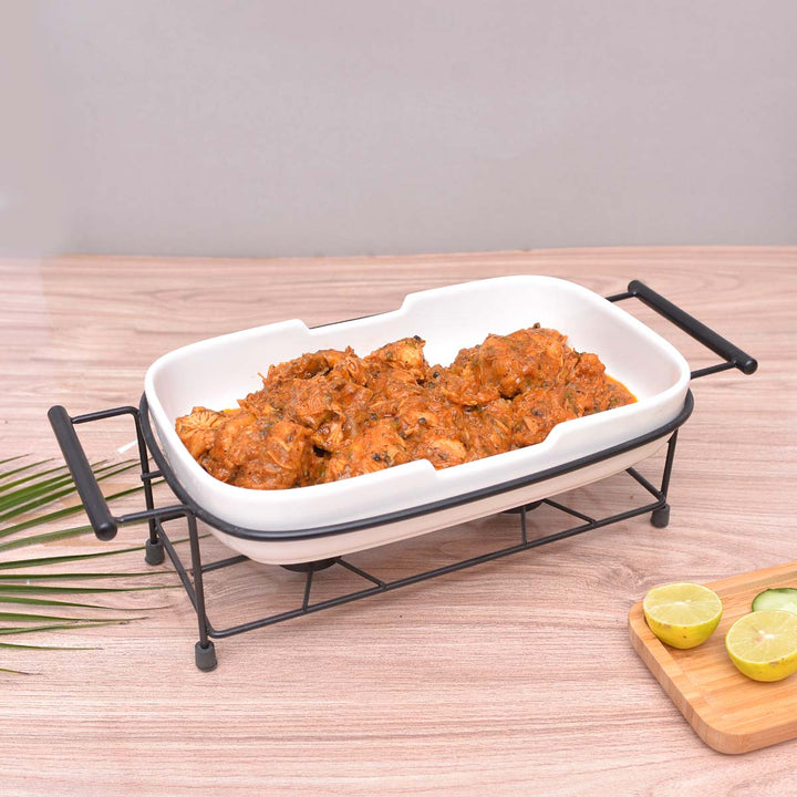 The Lavished Casserole Radiant Heated with Contrasted Black Stand | kitchen item | Waseeh Pakistan