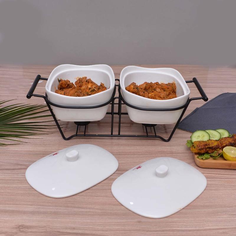 The Lavished Casserole Radiant Heated with Contrasted Black Stand | kitchen item | Waseeh Pakistan