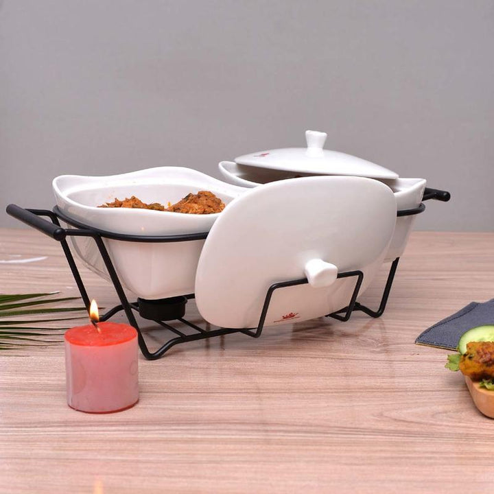 The Lavished Casserole Radiant Heated with Contrasted Black Stand | kitchen item | Waseeh Pakistan