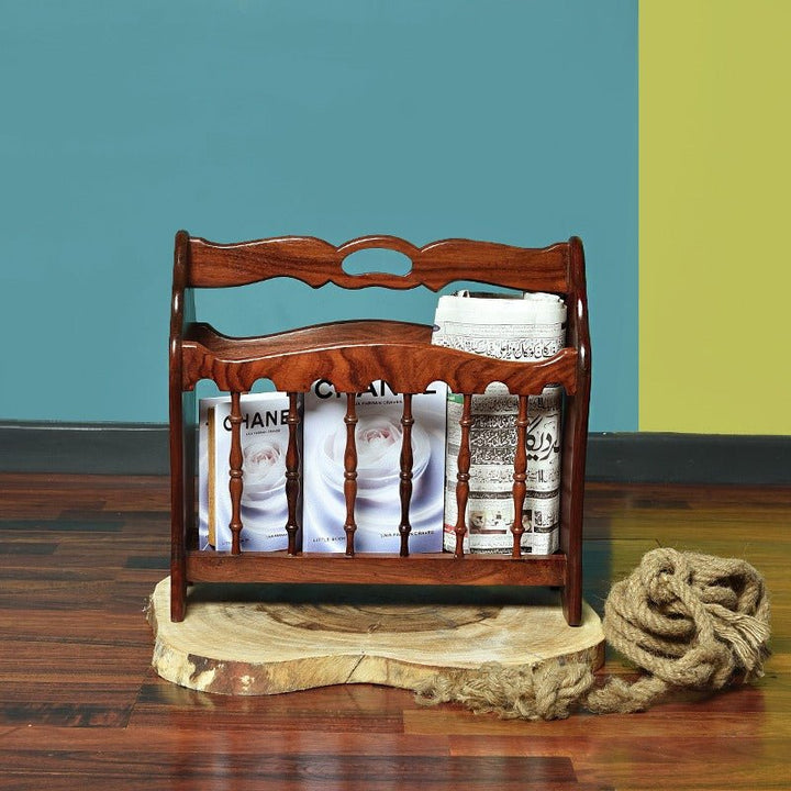 The Magazine Book Organizer Storage Shisham Rack | Furniture | Waseeh Pakistan