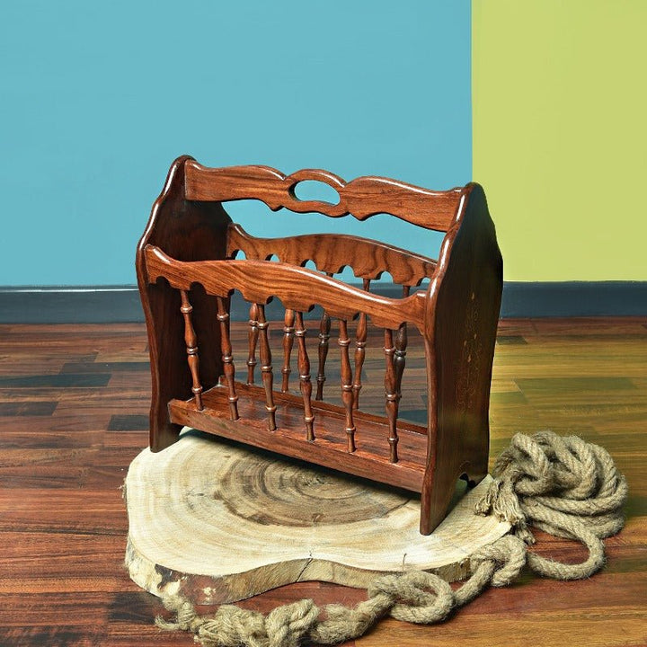 The Magazine Book Organizer Storage Shisham Rack | Furniture | Waseeh Pakistan