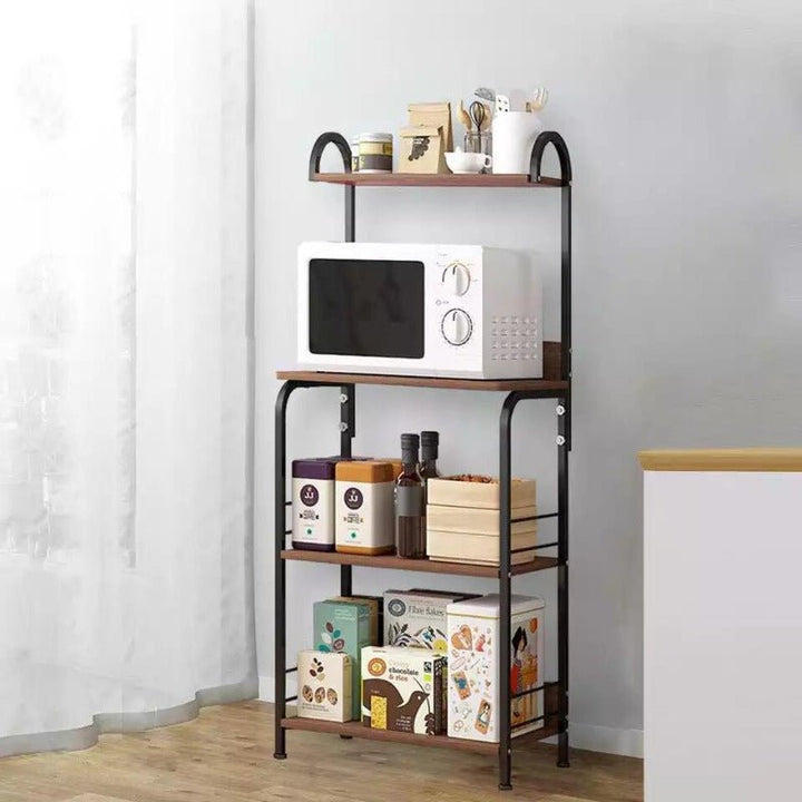 The wooden &amp; Metal Storage Shelf Rack (4 Tier) | kitchen item | Waseeh Pakistan