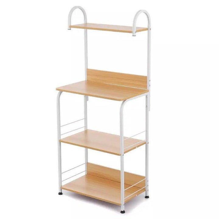 The wooden &amp; Metal Storage Shelf Rack (4 Tier) | kitchen item | Waseeh Pakistan
