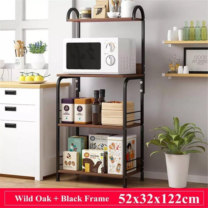 The wooden &amp; Metal Storage Shelf Rack (4 Tier) | kitchen item | Waseeh Pakistan