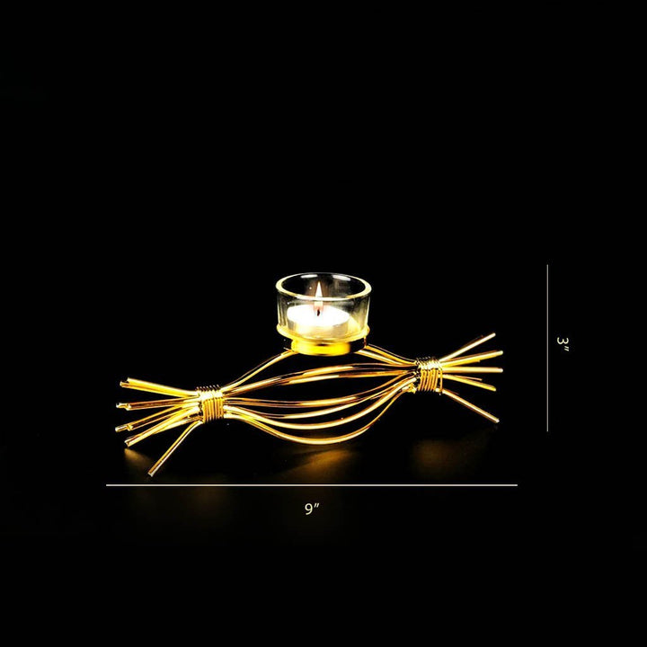 Toffee Wrap Metal Golden Candle Stand with Glass Pot | Home Décor | Waseeh Pakistan