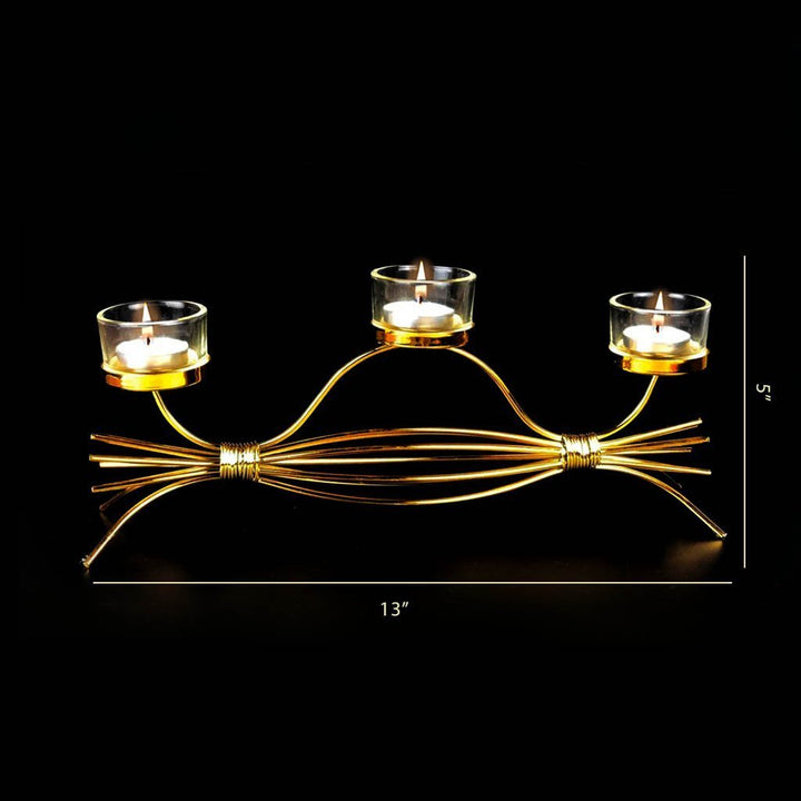 Toffee Wrap Metal Golden Candle Stand with Glass Pot | Home Décor | Waseeh Pakistan