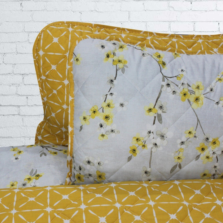 Touch of White / Mustard Floral- 6 Pieces Bed Spread Set | Home Décor | Waseeh Pakistan