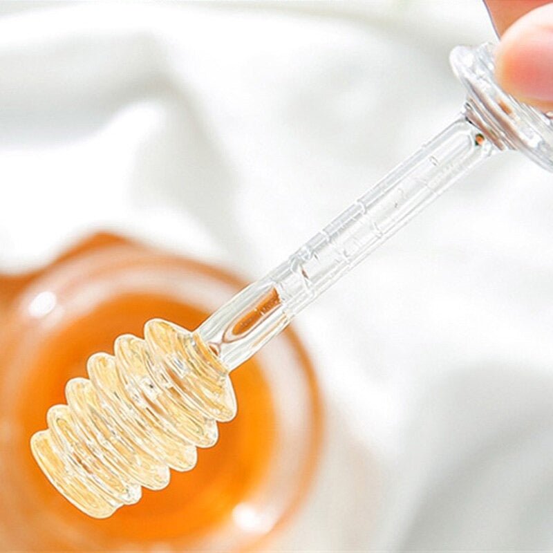 Transparent Honey Storage Jar with Beehive Style Spoon | kitchen item | Waseeh Pakistan