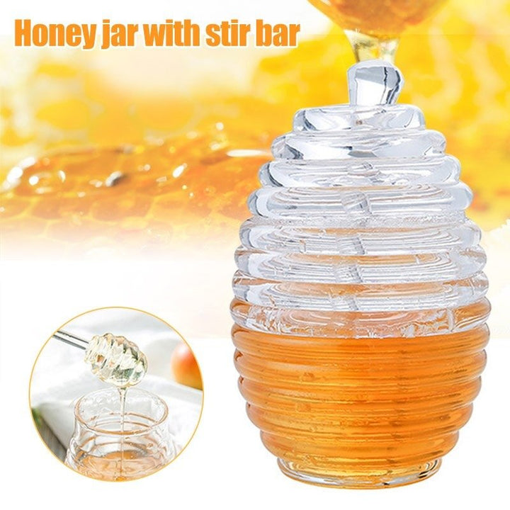 Transparent Honey Storage Jar with Beehive Style Spoon | kitchen item | Waseeh Pakistan