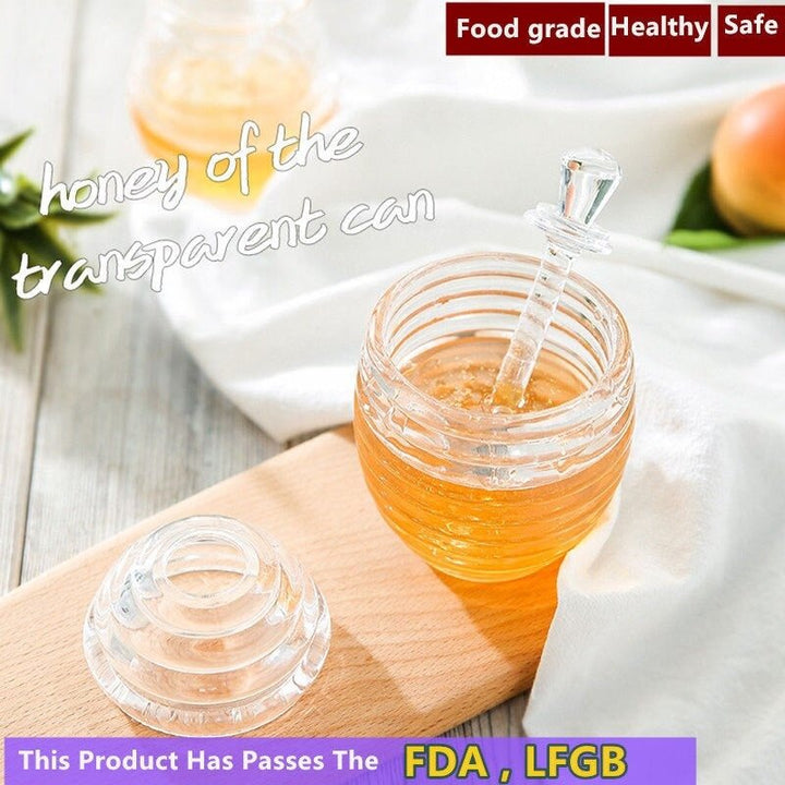 Transparent Honey Storage Jar with Beehive Style Spoon | kitchen item | Waseeh Pakistan