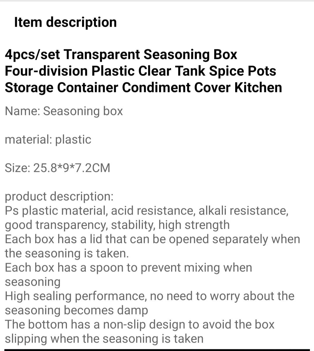 Transparent Seasoning Tank Spice Pots | kitchen item | Waseeh Pakistan
