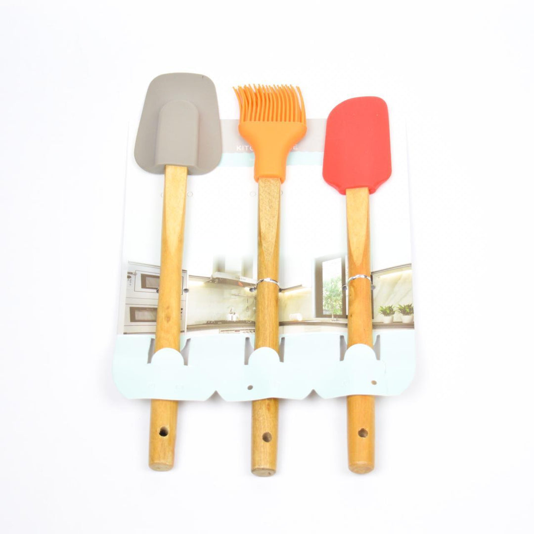 Tri Color Silicon Spatula Set (Pack of 3) | kitchen item | Waseeh Pakistan