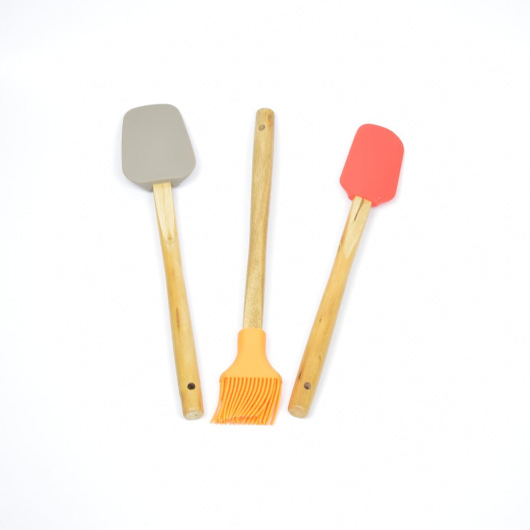 Tri Color Silicon Spatula Set (Pack of 3) | kitchen item | Waseeh Pakistan