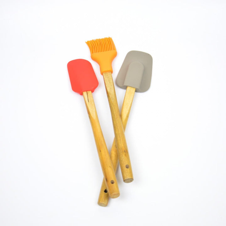 Tri Color Silicon Spatula Set (Pack of 3) | kitchen item | Waseeh Pakistan