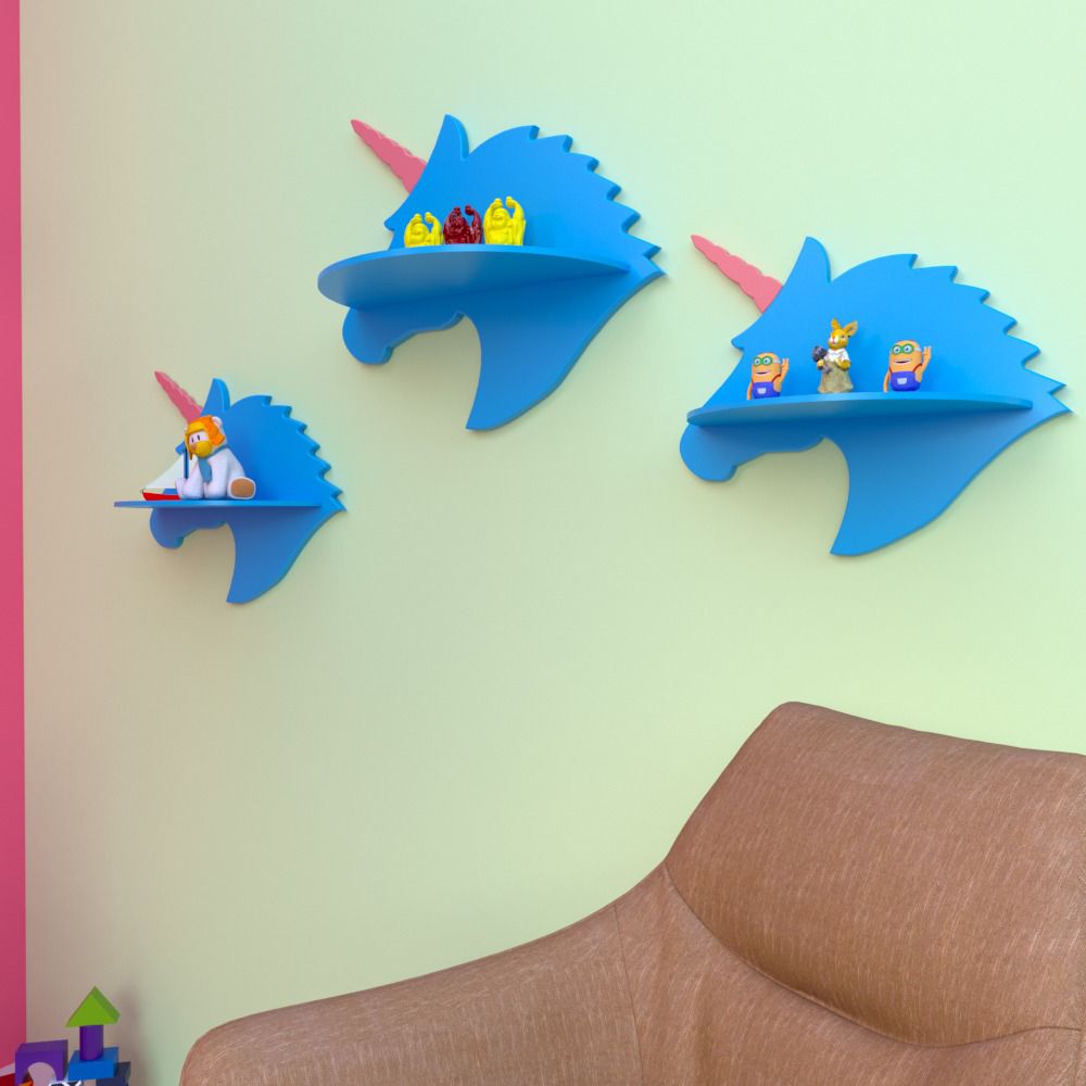 Unicorn Kids Bedroom Floating Organizer Shelves Decor (Set of 3) | Furniture | Waseeh Pakistan