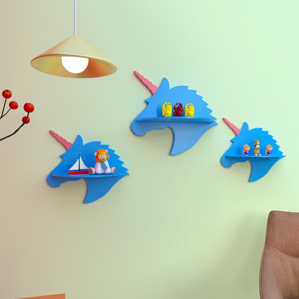 Unicorn Kids Bedroom Floating Organizer Shelves Decor (Set of 3) | Furniture | Waseeh Pakistan