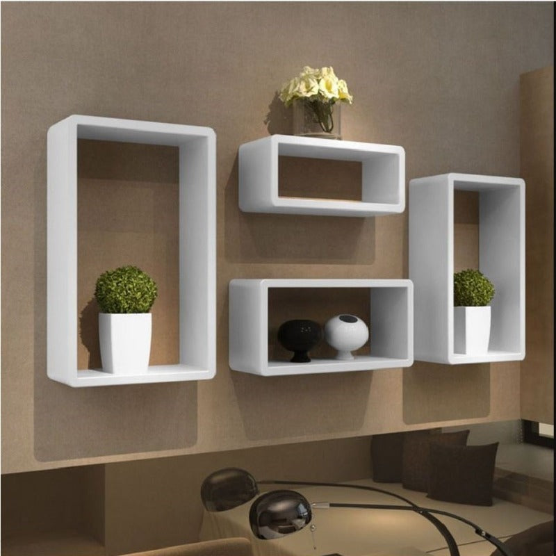 Labyrinth Living Lounge Drawing Room Floating Organizer Shelves (Set of 4) - waseeh.com