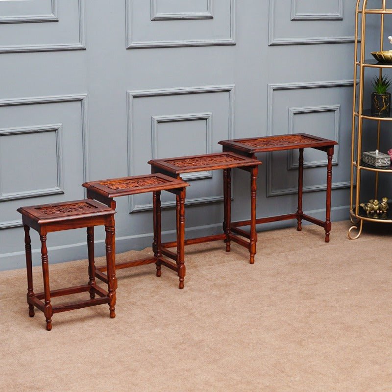 Valdirose Lounge Living Bedroom Organizer Nesting Shisham Tables (Set of 4) | Furniture | Waseeh Pakistan