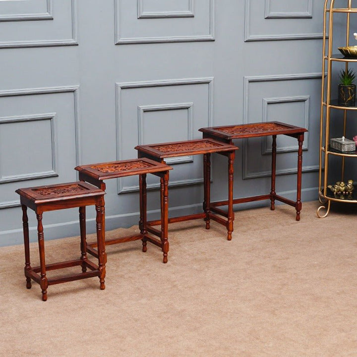 Valdirose Lounge Living Bedroom Organizer Nesting Shisham Tables (Set of 4) | Furniture | Waseeh Pakistan