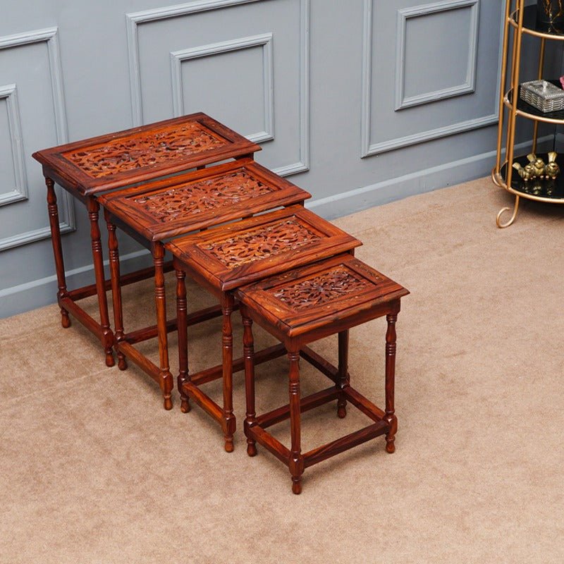Valdirose Lounge Living Bedroom Organizer Nesting Shisham Tables (Set of 4) | Furniture | Waseeh Pakistan