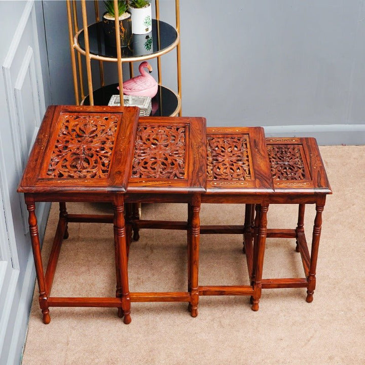 Valdirose Lounge Living Bedroom Organizer Nesting Shisham Tables (Set of 4) | Furniture | Waseeh Pakistan