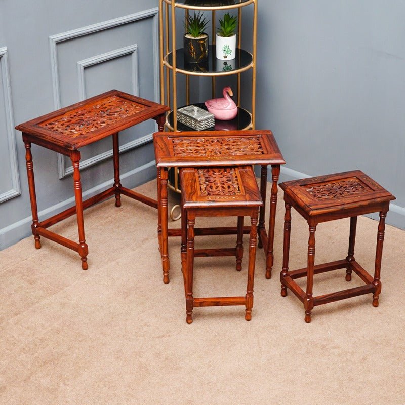 Valdirose Lounge Living Bedroom Organizer Nesting Shisham Tables (Set of 4) | Furniture | Waseeh Pakistan