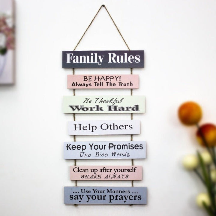 Wall "Familia Rules" Caption Decor | Home Décor | Waseeh Pakistan