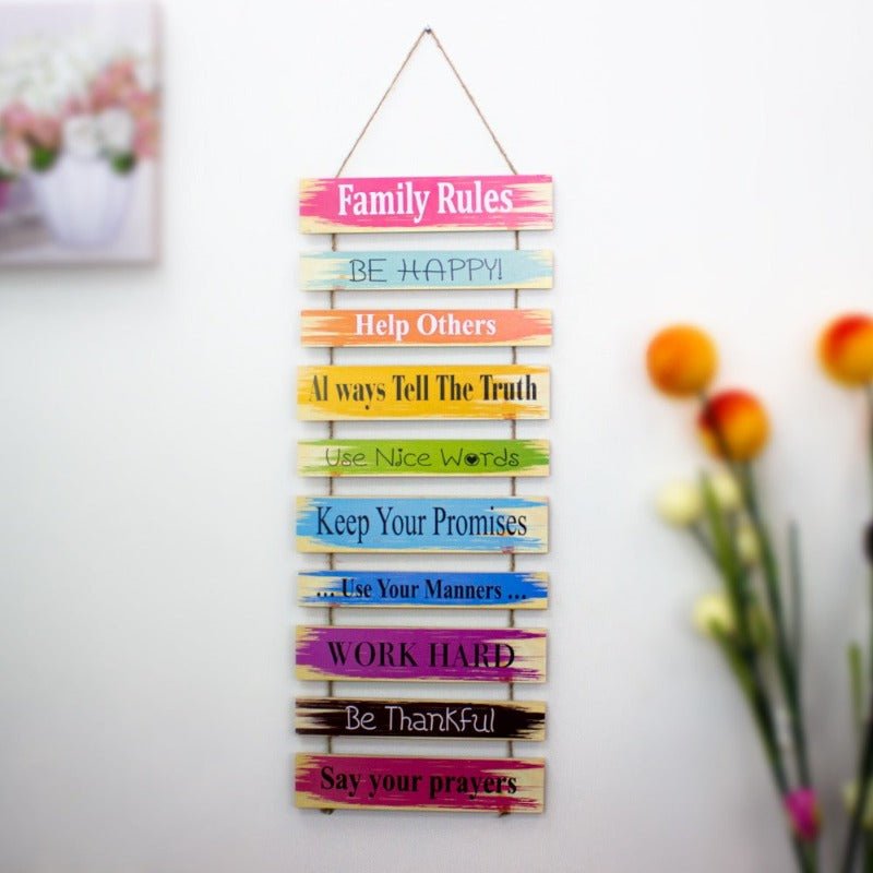 Wall "Familia Rules" Caption Decor | Home Décor | Waseeh Pakistan