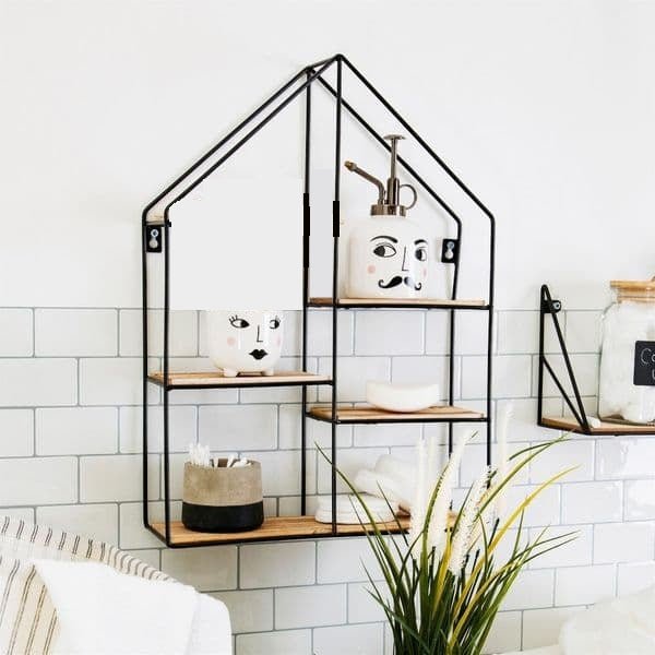 Wall-Mounted "Big Home" Floating Metal Storage Shelve Frame Organizer Decor | Furniture | Waseeh Pakistan