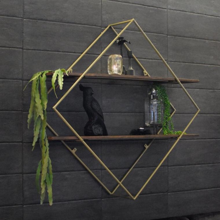 Wall-Mounted "Diamond" Floating Metal Storage Shelve Frame Decor | Furniture | Waseeh Pakistan